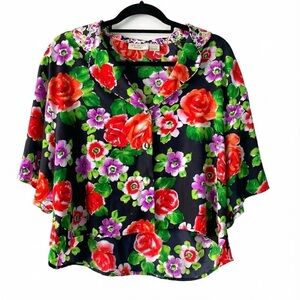 Vintage Victoria's Secret Gold Label Floral Sleep Shirt Pajama Top Button Down M